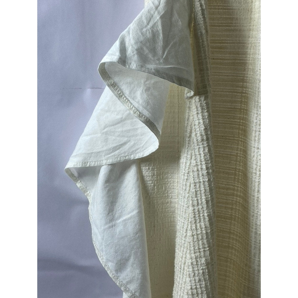 ZARA Women's Cream Side-Ruffle Ruffle-Hem Pull-On Knit Midi Skirt SZ S