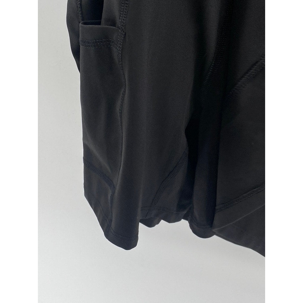 APANA Women's Black Solid Half-Zip Sleeveless A-Line Mini Active Dress SZ S