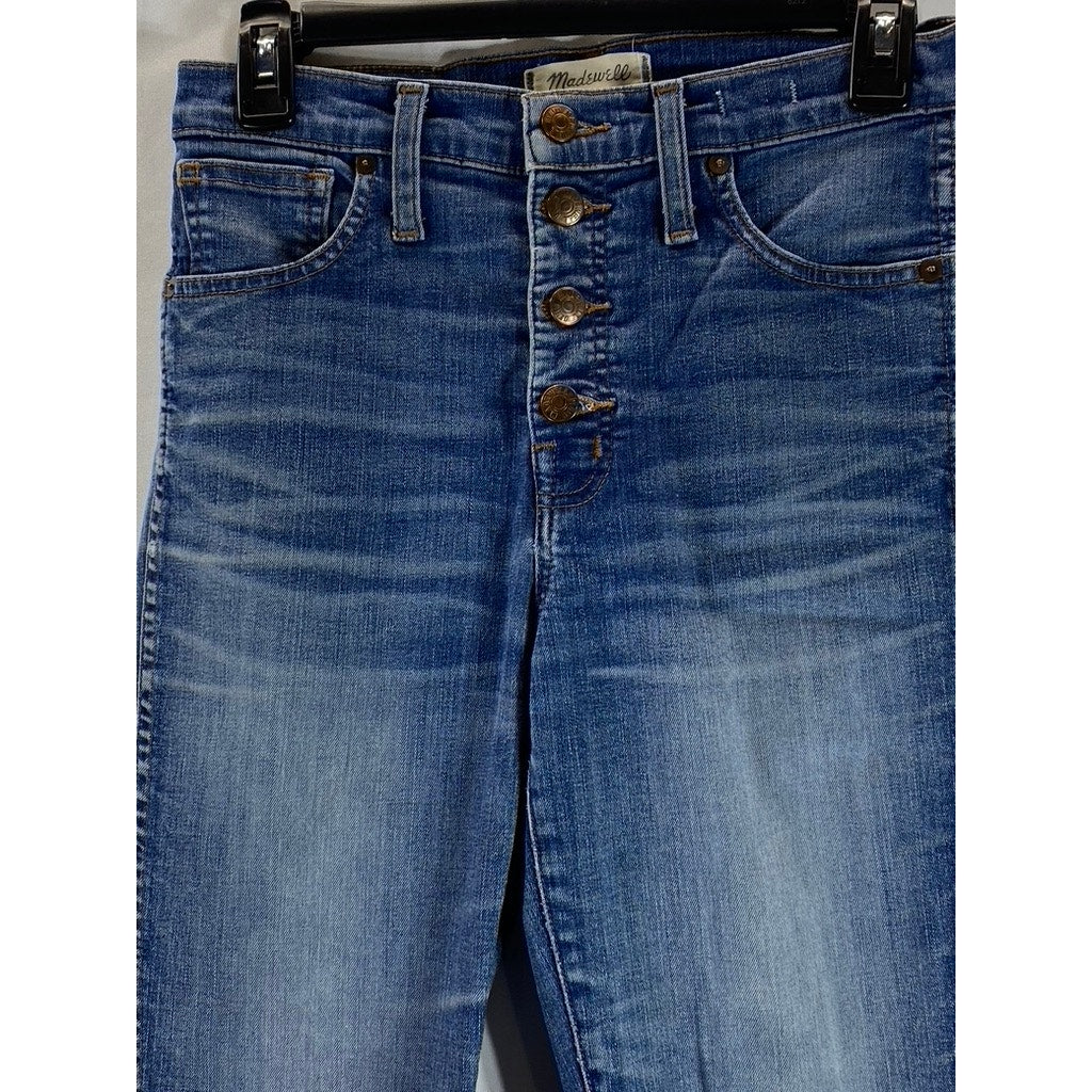 MADEWELL Women's Dark Blue 10" High-Rise Button-Fly Raw-Hem Skinny Jean SZ 27
