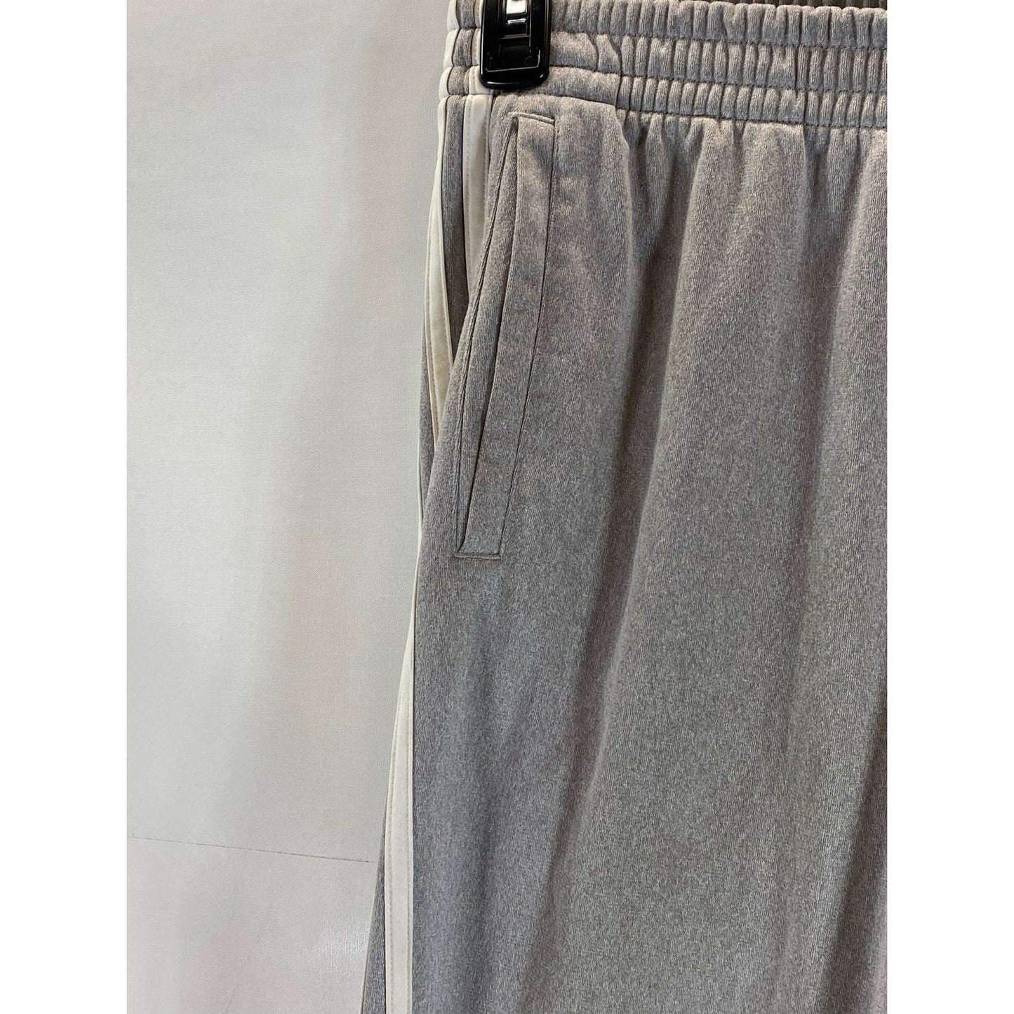 ADIDAS Men's Gray/White Tiro 3-Stripe Zipper-Hem Pull-on Track Pants SZ L