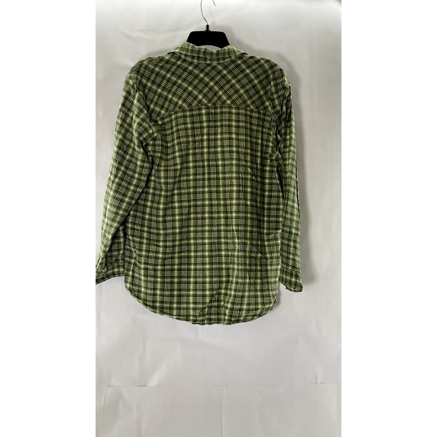 BASIC ITEMS BY LINDEX Women's Green Plaid Button-Up Top SZ 42/44(US M/L)