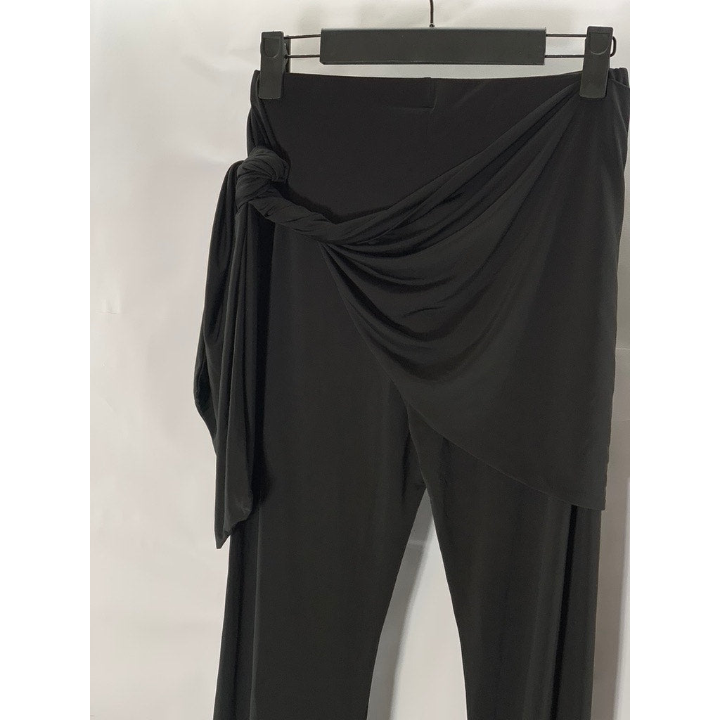 NASTY GAL Women's Black Solid Tie Me Later Wide-Leg Lightweight Pants SZ 4