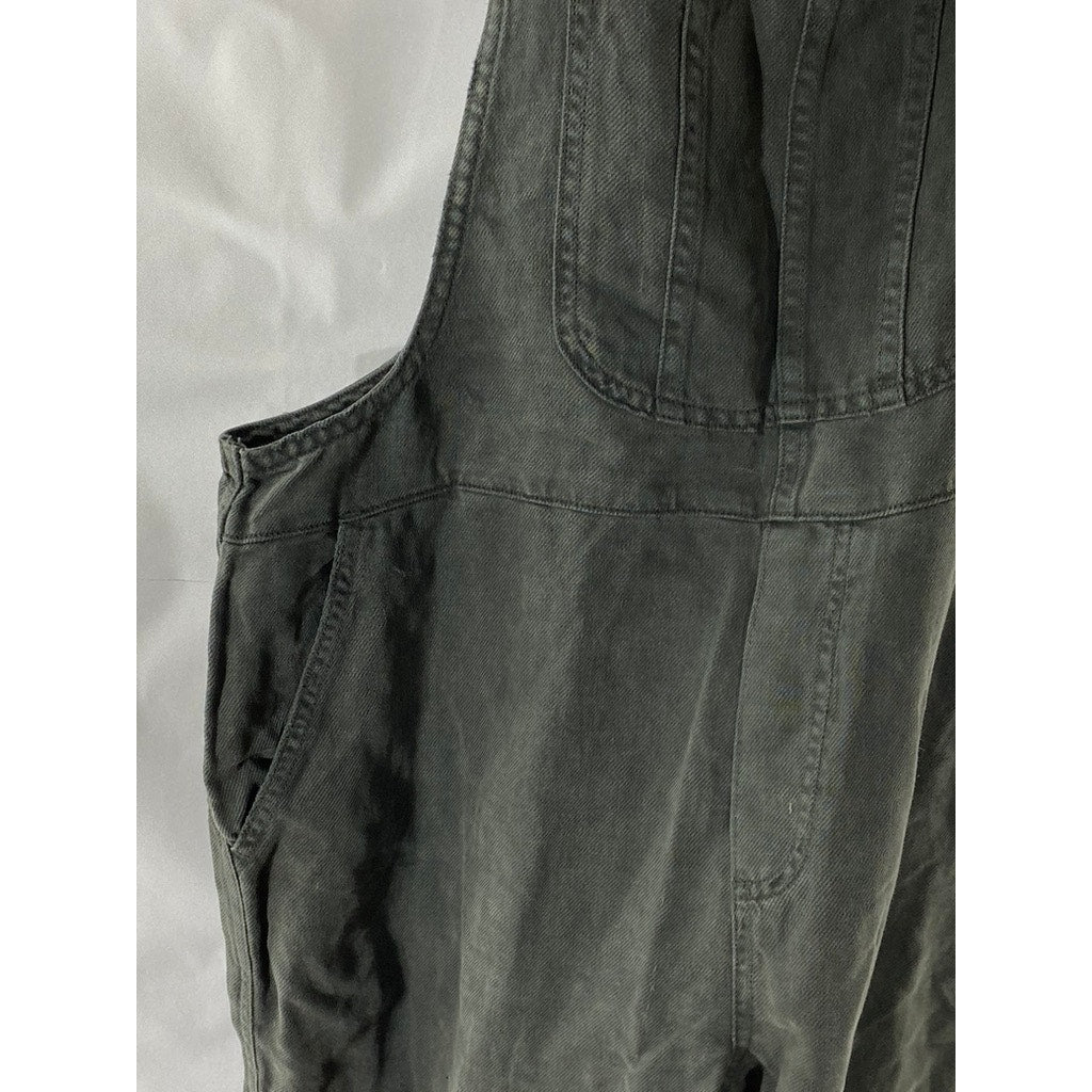 AERIE Women's Washed Black Denim Adjustable Straps Relaxed-Fit Jean Overall SZ M