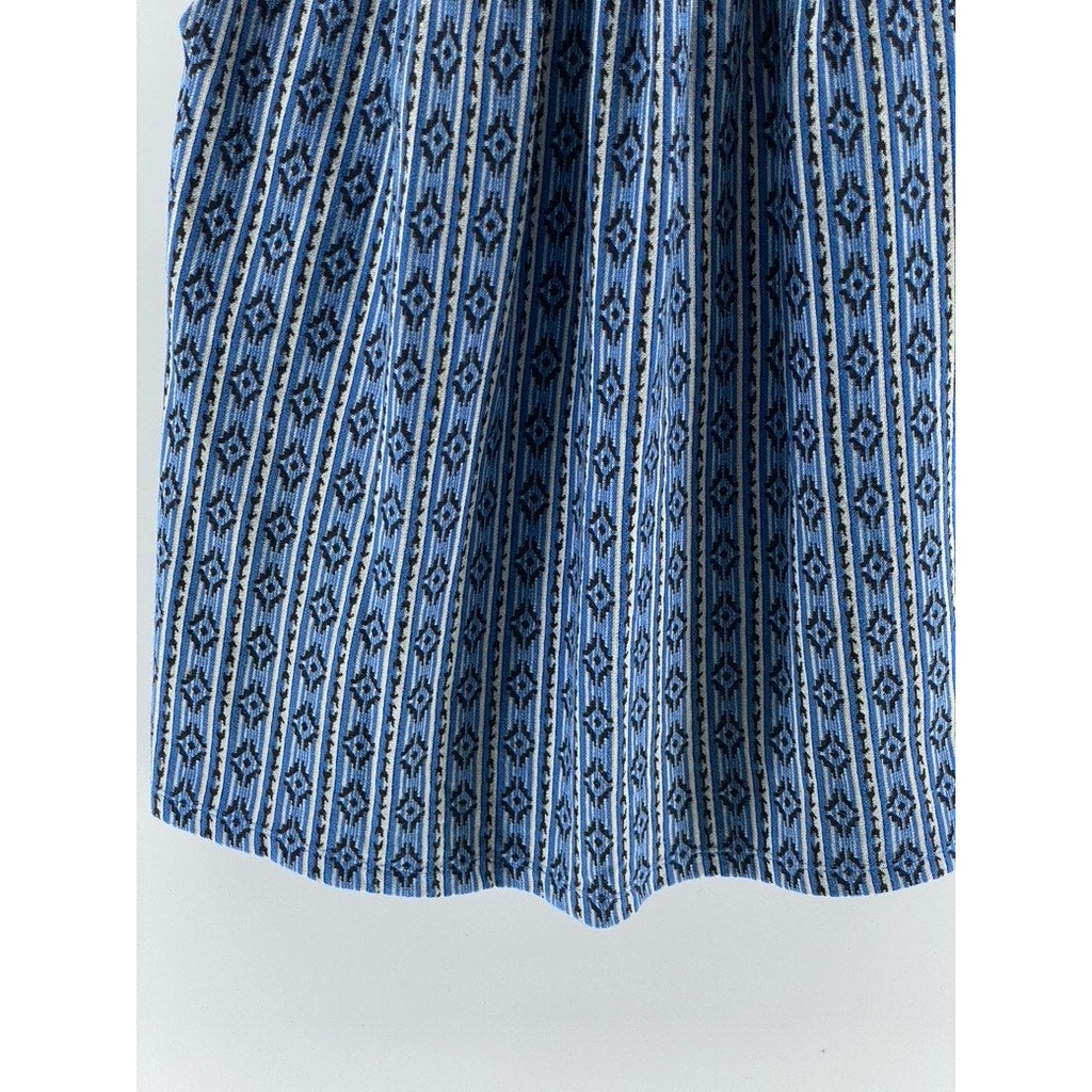 MAEVE By Anthropologie Women's Blue Printed V-Neck Sleeveless A-Line Dress SZ 10