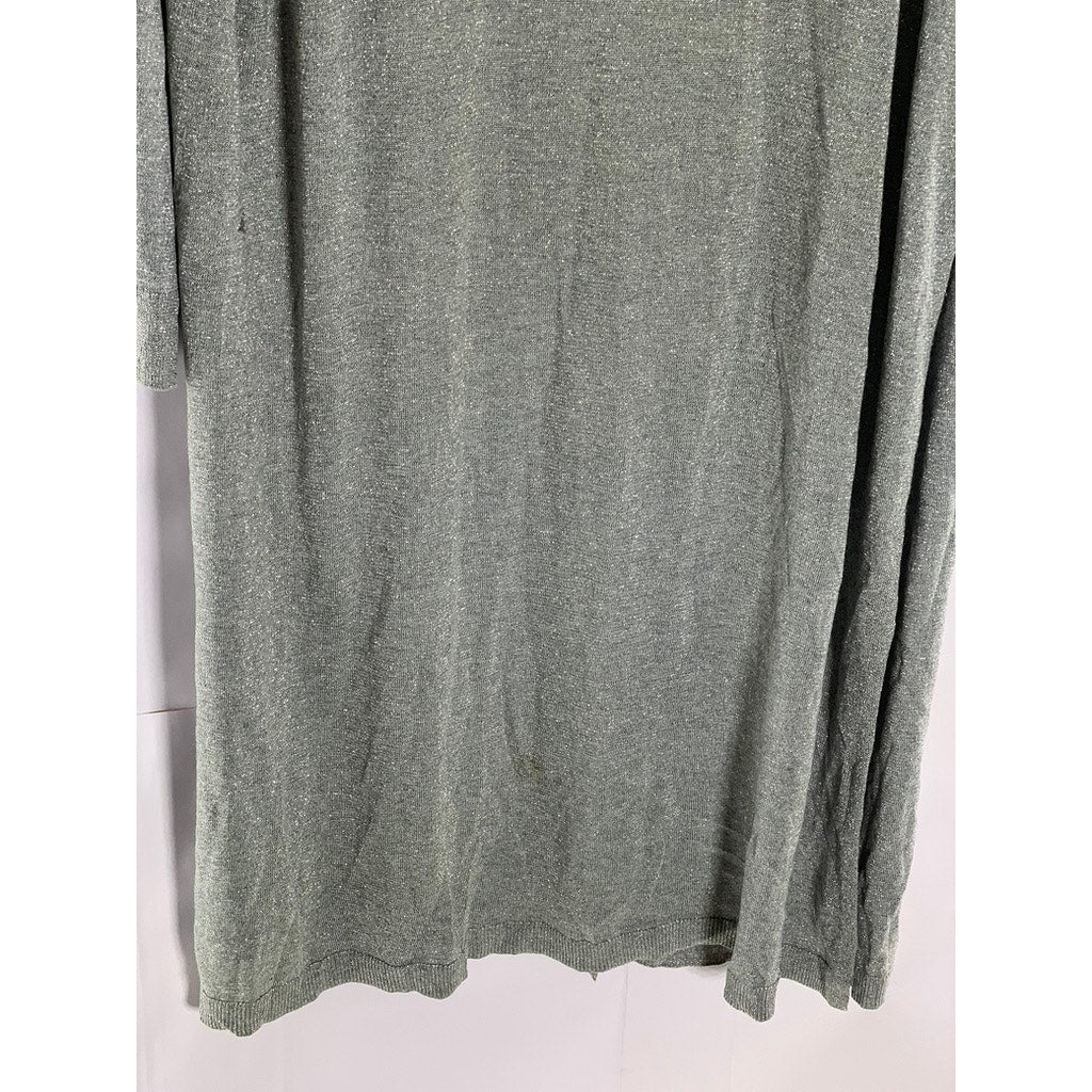 VINCE CAMUTO Women's Plus Size Gray Metallic Open-Front Long Cardigan SZ 3X