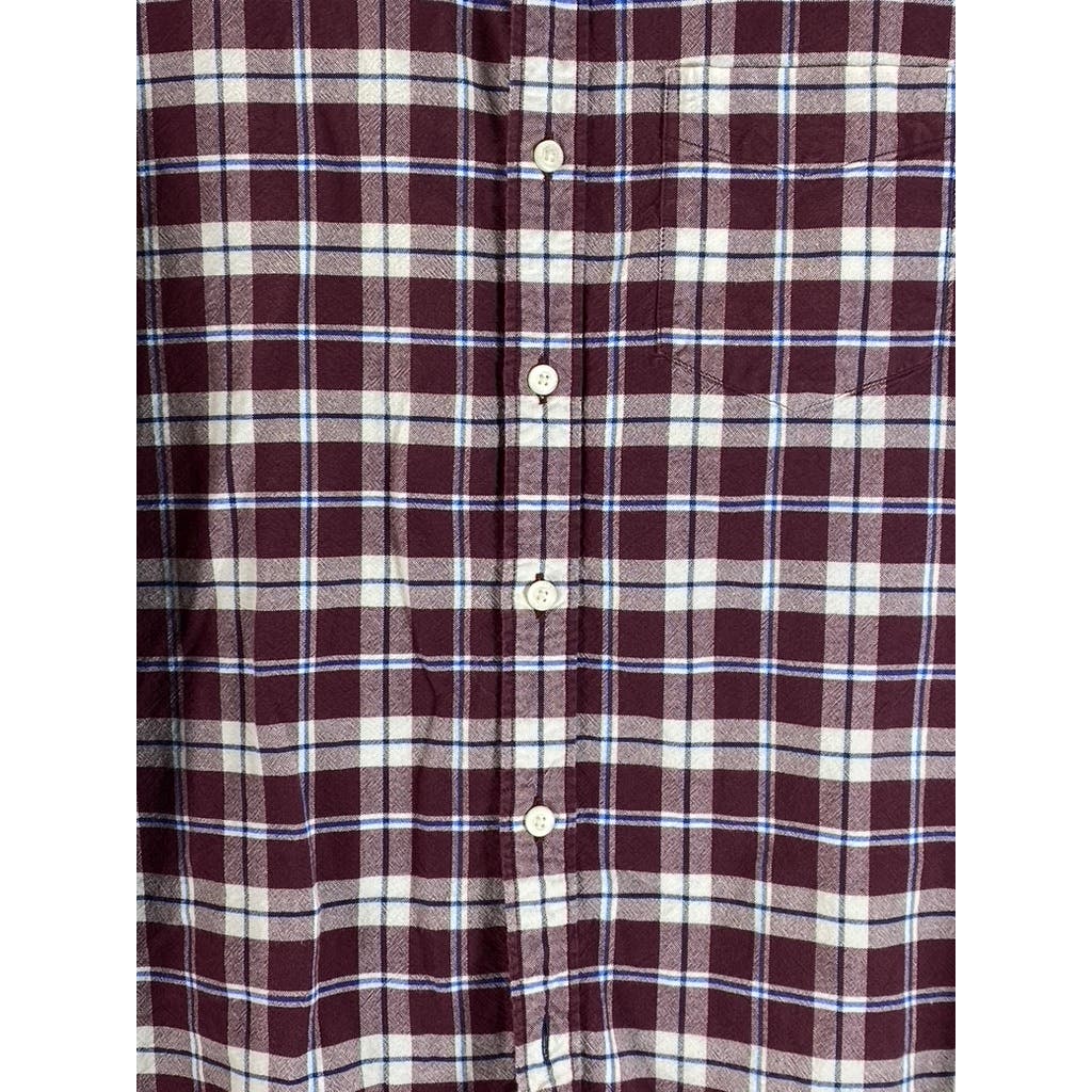 AMERICAN EAGLE OUTFITTERS Men's Burgundy Plaid Seriously Soft Flannel Shirt SZ M
