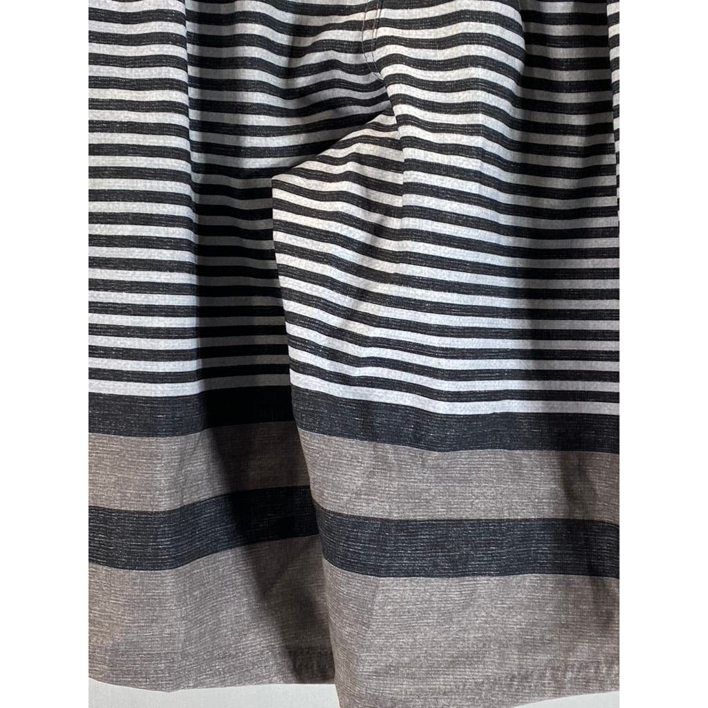 MONUMENT Men's Gray/Black Striped Elastic Drawstring Pull-On Board Shorts SZ S