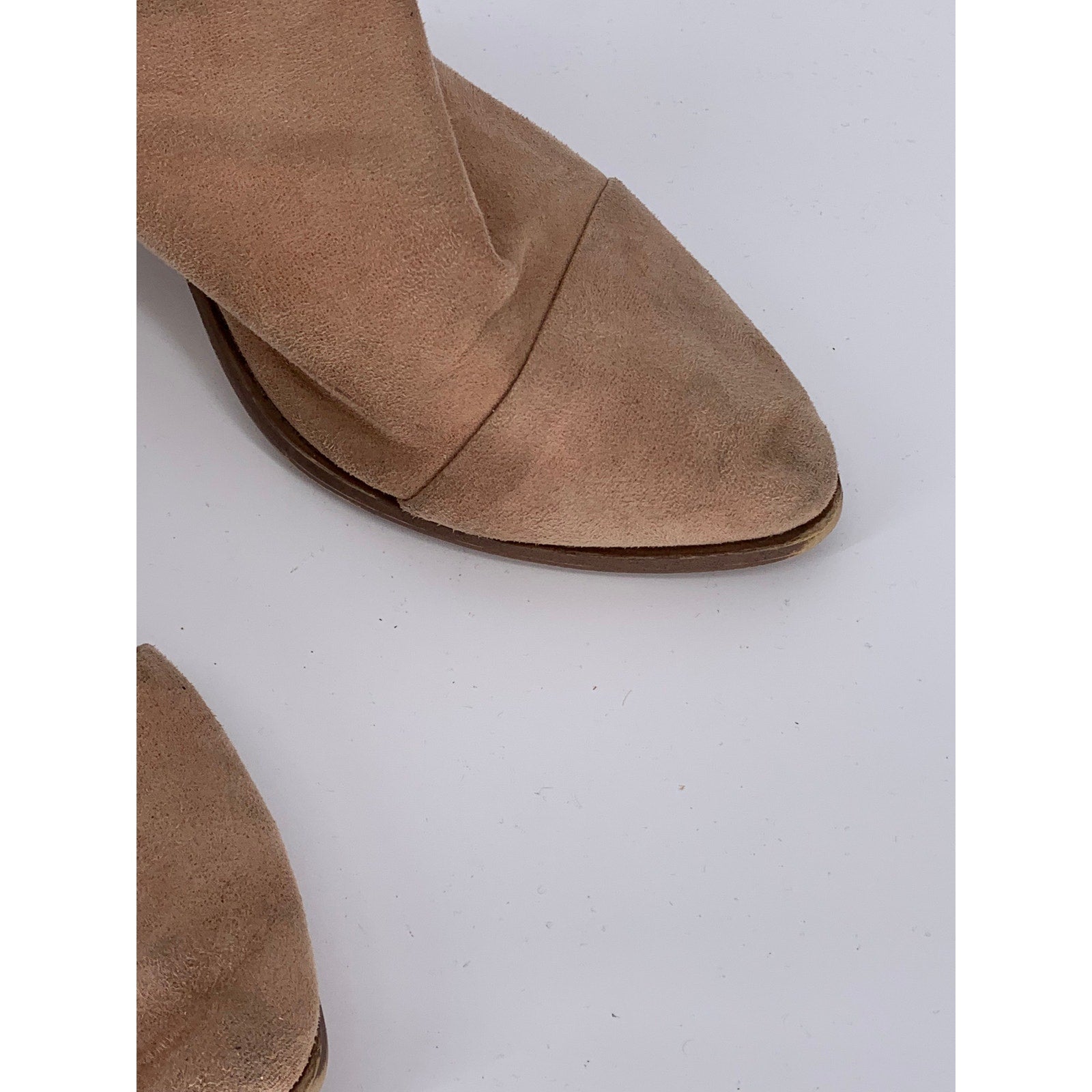 REPORT Women's Tan Suede Tisha Pointed-Toe Block Stacked-Heel Mules SZ 8.5