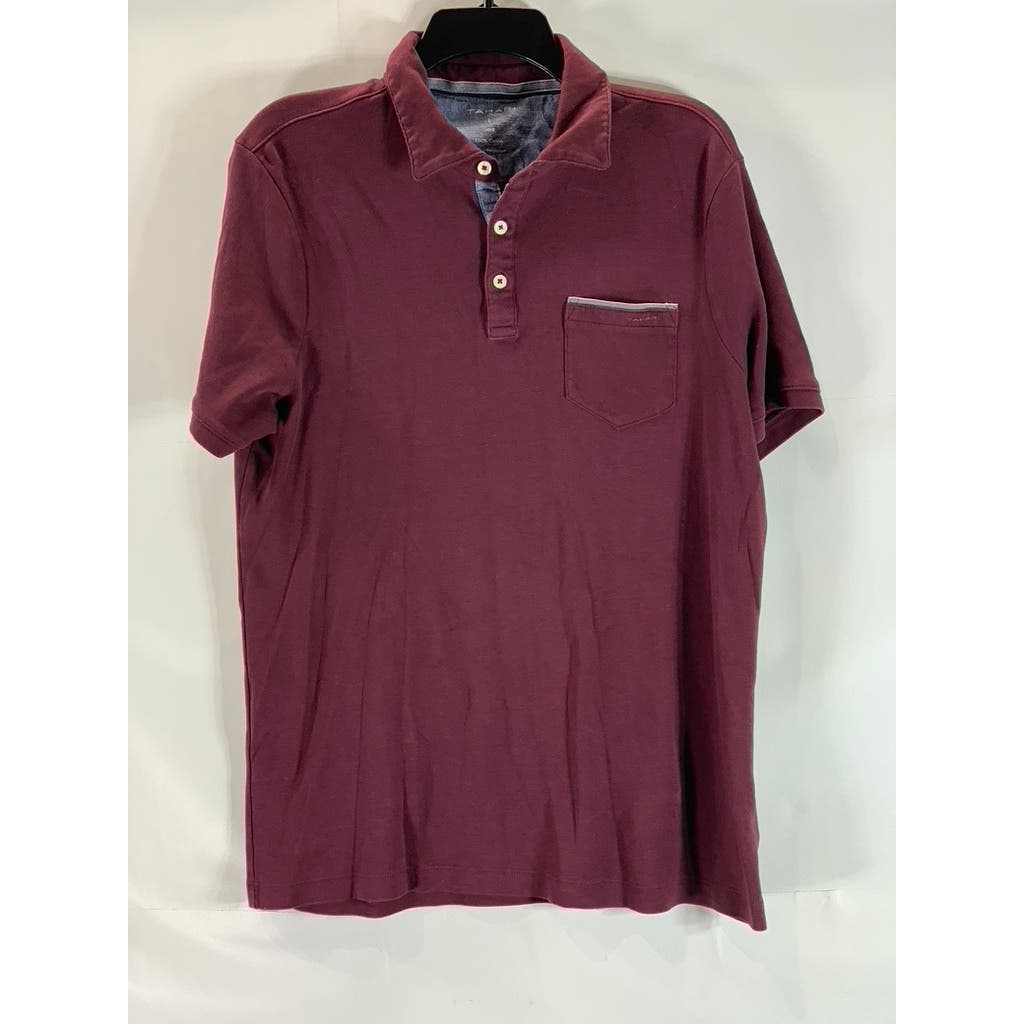 TAHARI Men's Burgundy Cotton Short Sleeve Polo Shirt SZ L
