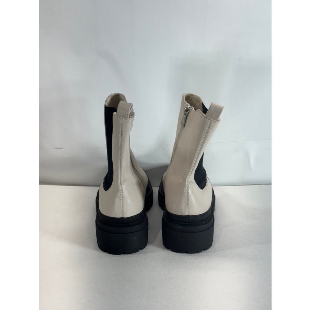 STEVEN NEW YORK Women's Bone Faux Leather Armond Side-Zip Chelsea Boots SZ 8