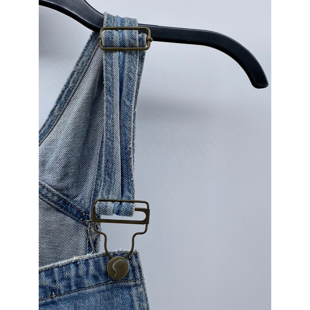 TAYLOR HILL BY JOE'S Women's Blue Denim Frayed Cuffed Hem Short Overall SZ XS