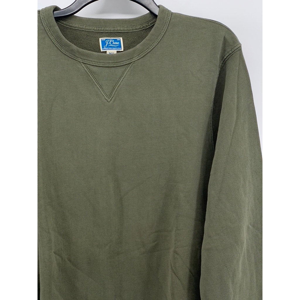 J.CREW Men's Tall Vintage Olive Green Crewneck Long Sleeve Sweatshirt SZ MT