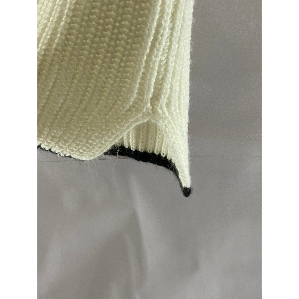 DIVIDED By H&M Women's Cream-Black Rib-Knit V-Neck Pullover Sweater Vest SZ S