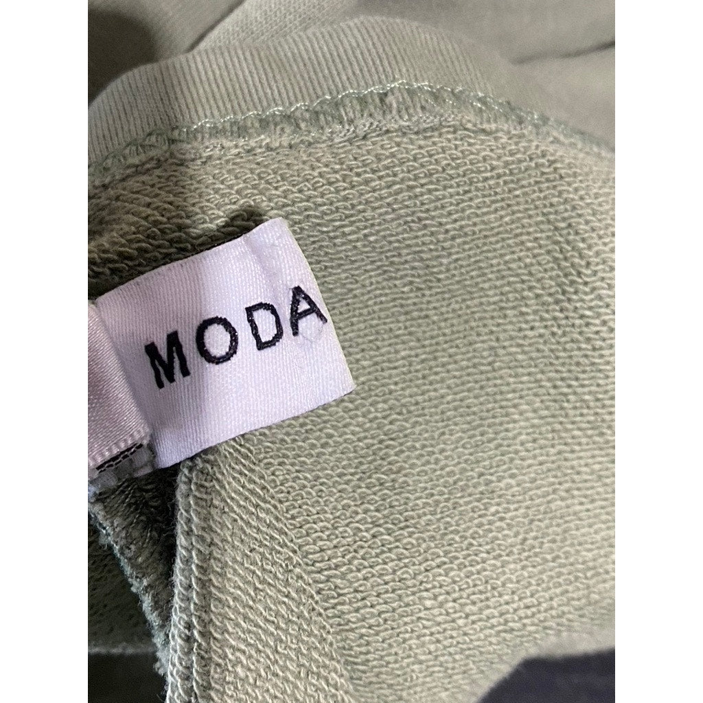 MODAKAWA Women's Olive Green Frog Zipper Envelope Oversized Hoodie SZ M