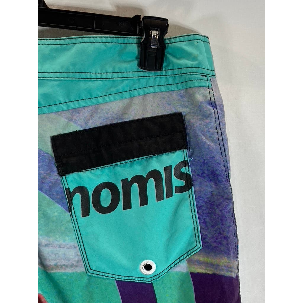 NOMIS Men's Green Printed Pull-On Board Swim Trunks SZ 32