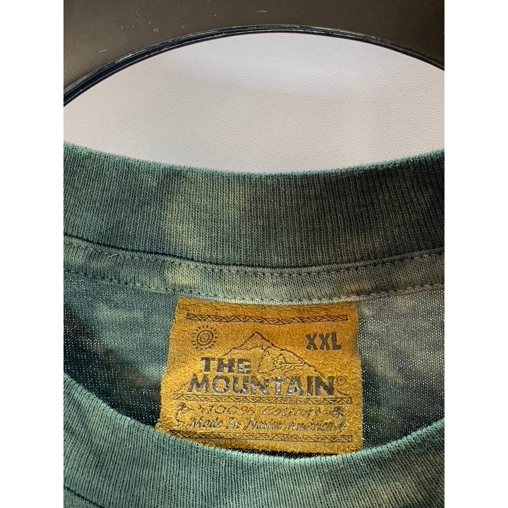 THE MOUNTAIN Women's Green Tie-Dye Native American Short Sleeve T-Shirt SZ 2XL