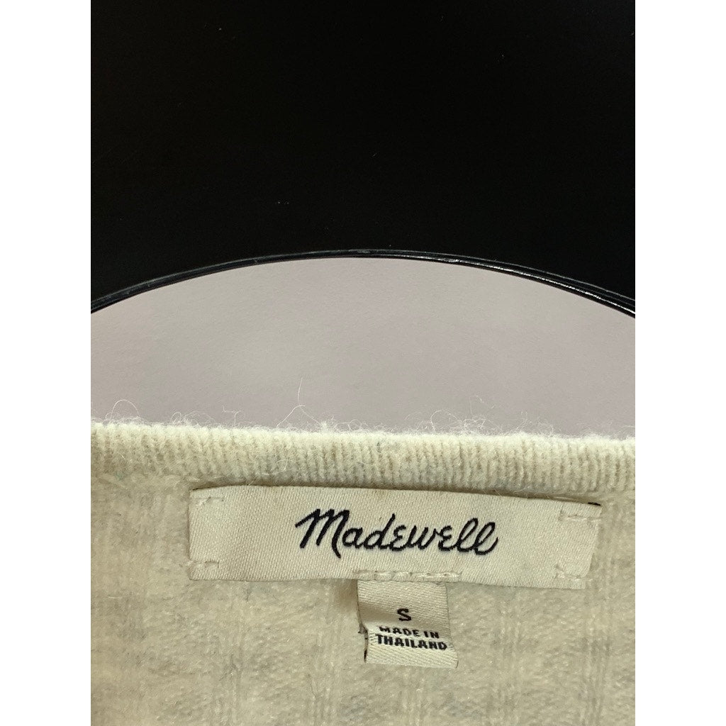 MADEWELL Women's Beige Coziest Yarn Cameron Ribbed Three-Button Cardigan SZ S