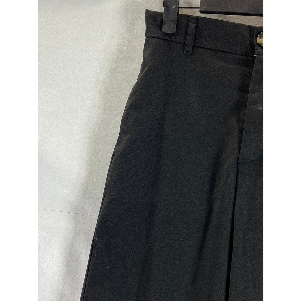 ZARA Women's Black Solid Straight Wide-Leg Cuffed Dress Pants SZ S