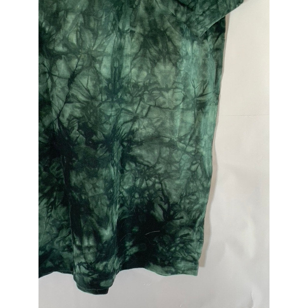 THE MOUNTAIN Women's Green Tie-Dye Native American Short Sleeve T-Shirt SZ 2XL