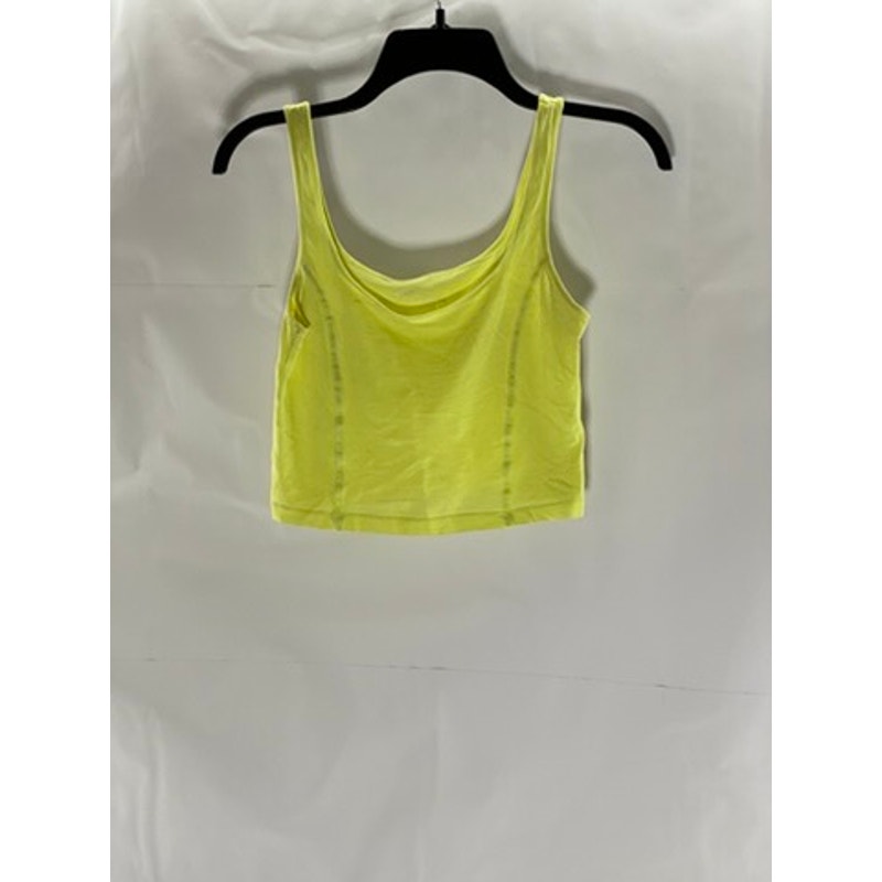 AERIE Women's Neon Yellow Straight-Neck Casual Tank Crop Top SZ XS