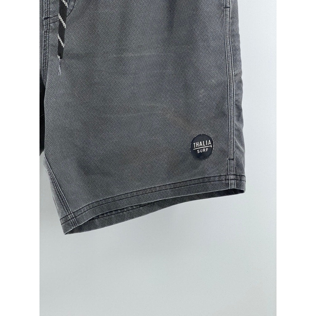 THALIA SURF SHOP Men’s Washed Black Drawstring Pull-On Board Shorts SZ XL