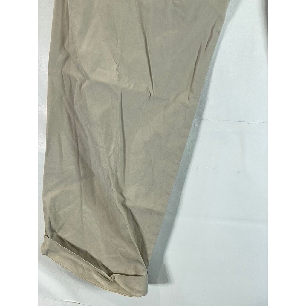 BROOKS BROTHERS Men's Beige Pleated Supima Cotton Cuffed Pants SZ 34X32