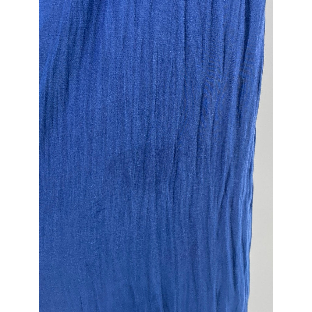 ABERCROMBIE & FITCH Women's Royal Blue Crinkle Pleated Loose-Fit Pants SZ 0