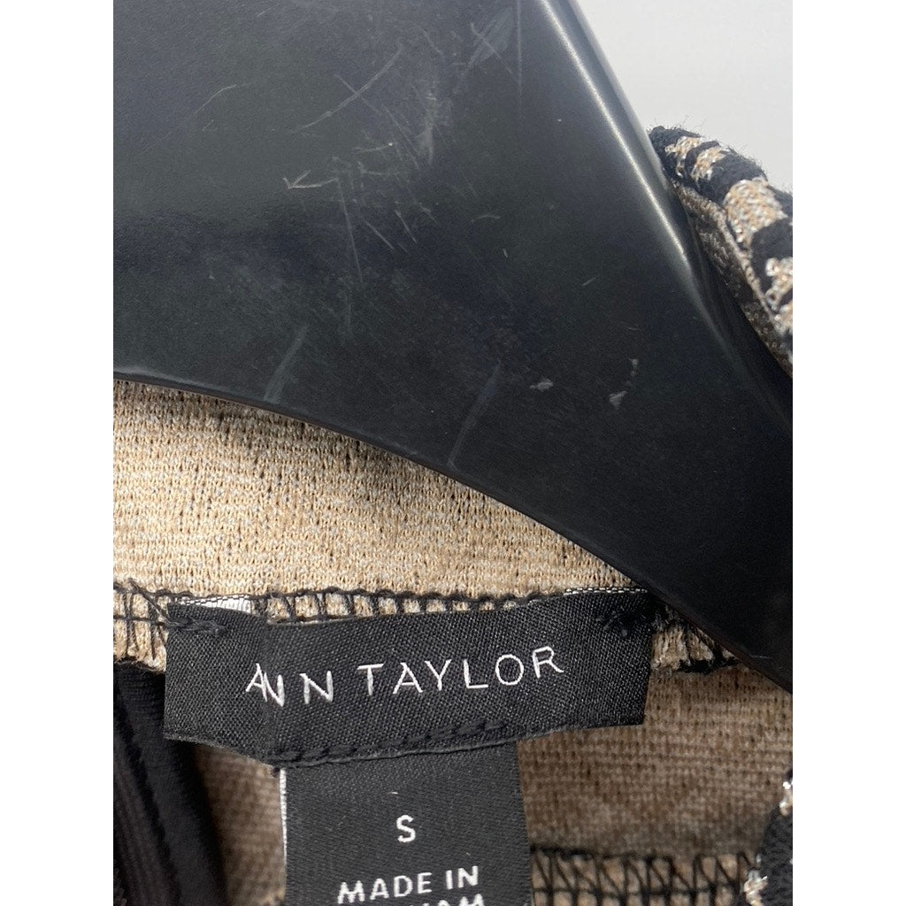 ANN TAYLOR Women's Black Geo Print Mock-Neck Sleeveless Top SZ S