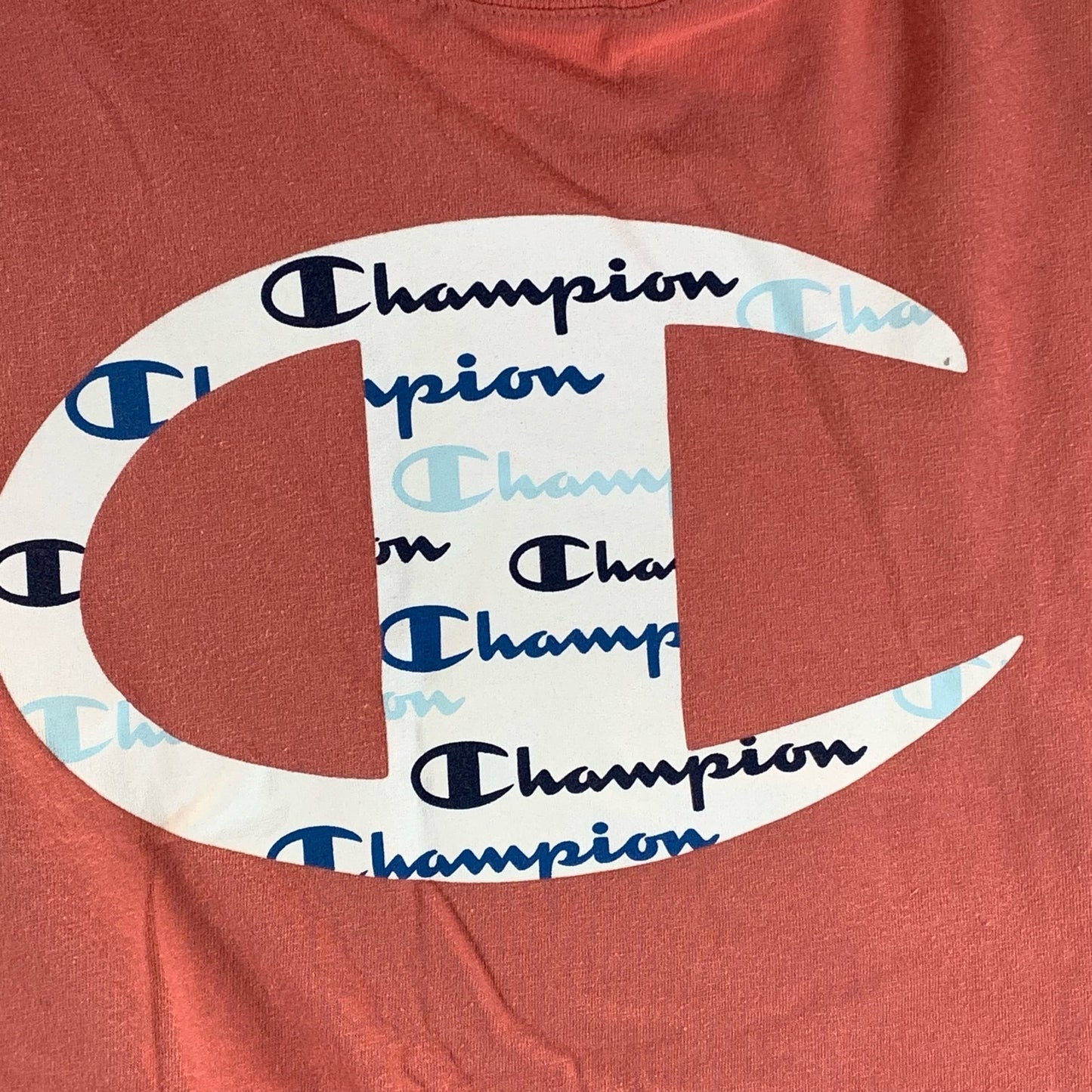 CHAMPION Men's Orange Big C Script Logo Crewneck Short Sleeve T-Shirt SZ M