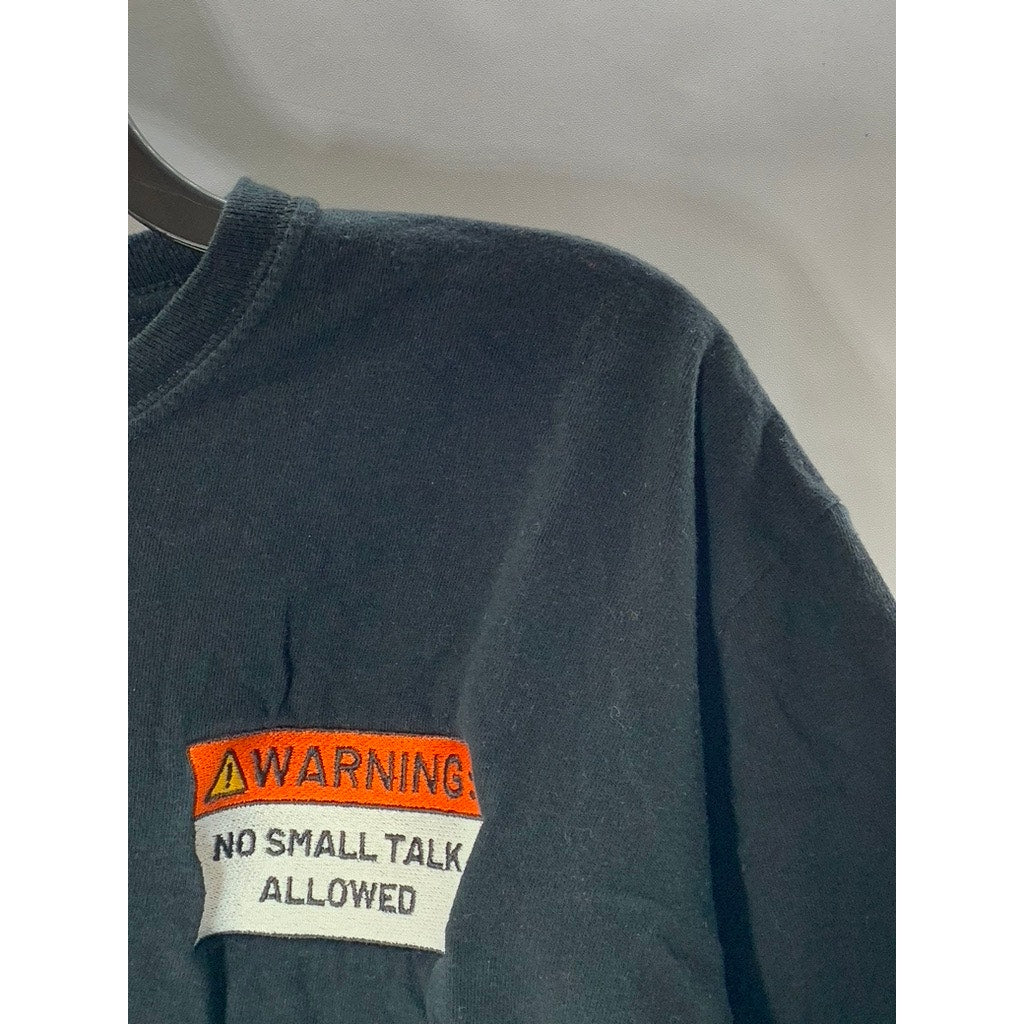 ECONSCIOUS Women's Black Warning No Small Talk Allowed Crewneck T-Shirt SZ L