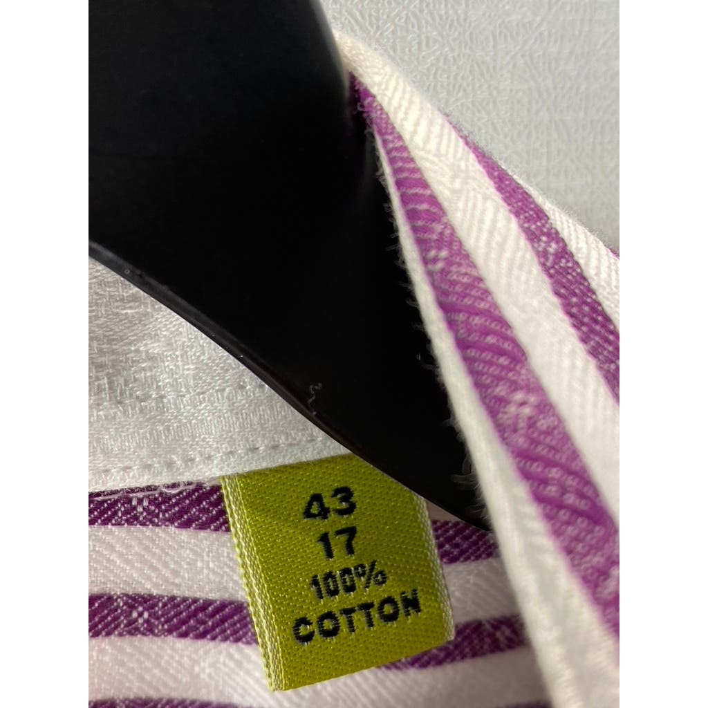 ROBERT GRAHAM Men's White/Burgundy Striped Knowledge Wisdom Truth Shirt SZ 17