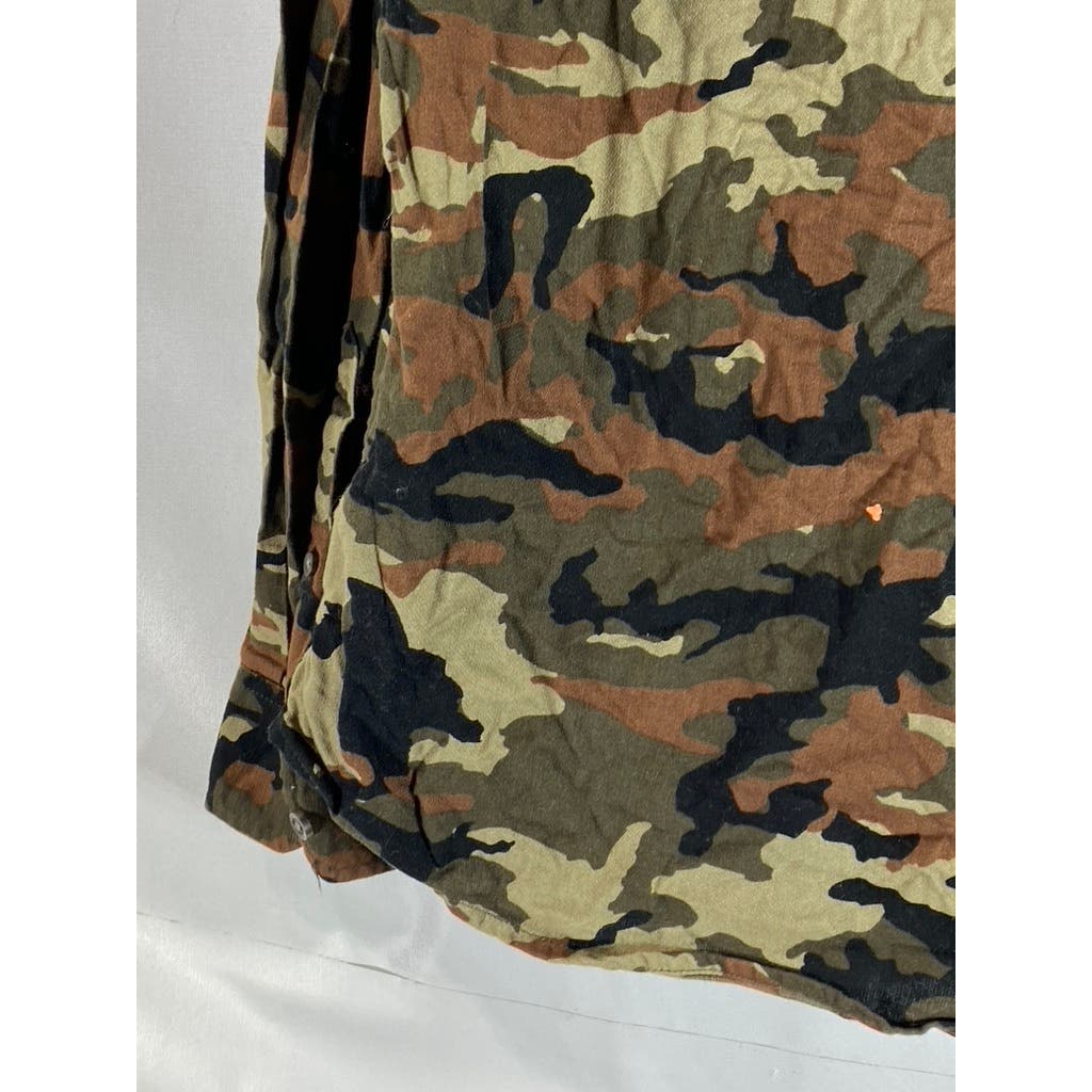 GOODFELLOW & CO Men's Green Camo Standard-Fit Button-Up Long Sleeve Shirt SZ M