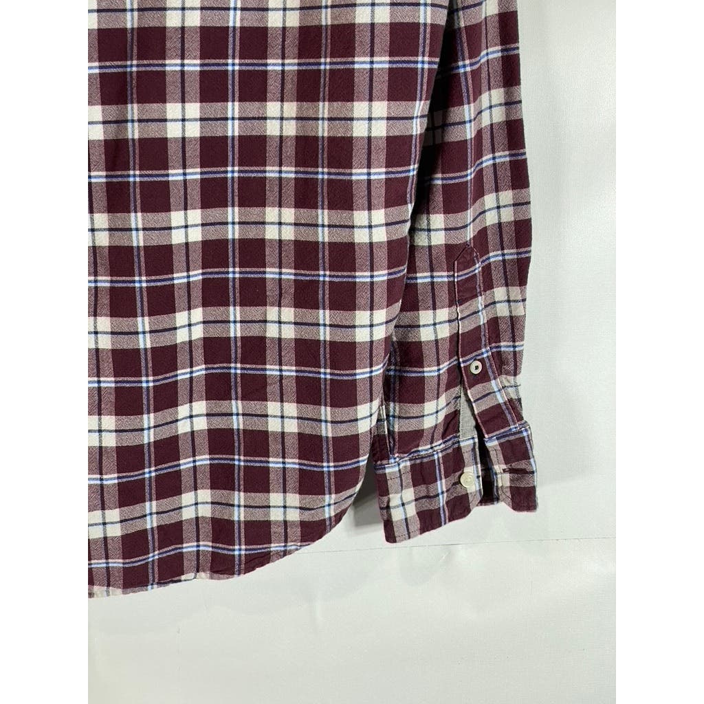 AMERICAN EAGLE OUTFITTERS Men's Burgundy Plaid Seriously Soft Flannel Shirt SZ M