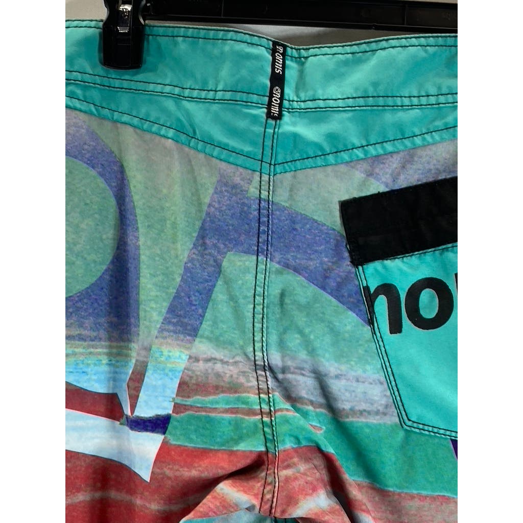 NOMIS Men's Green Printed Pull-On Board Swim Trunks SZ 32