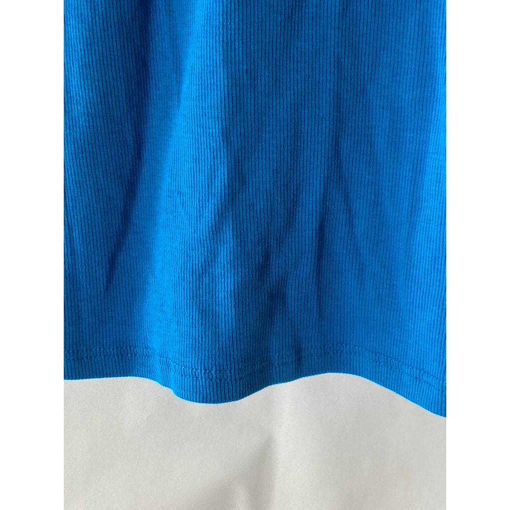 EVERLANE Women's Blue Ribbed Deep Scoop-Neck Pima Cotton Tank Top SZ XS