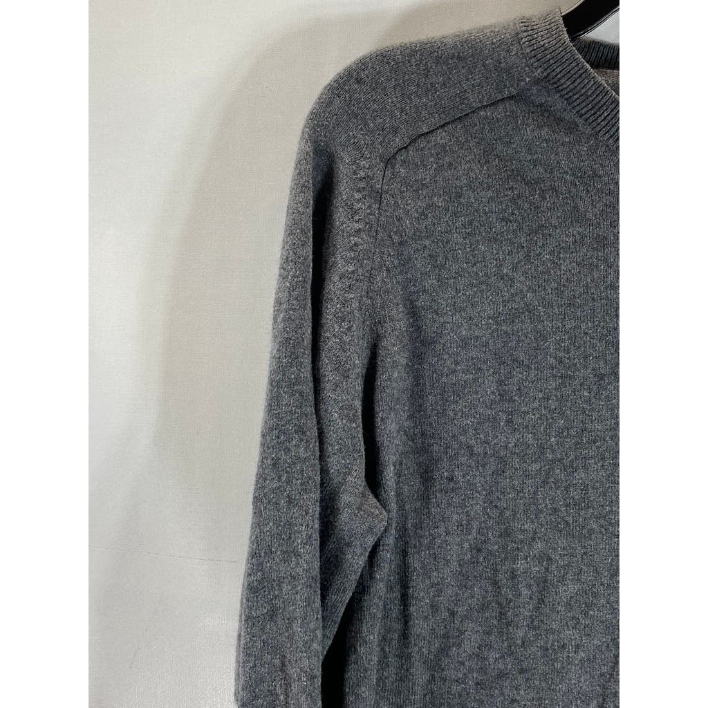 BANANA REPUBLIC Men's Heather Gray Cotton-Cashmere Elbow-Patch Sweater SZ S