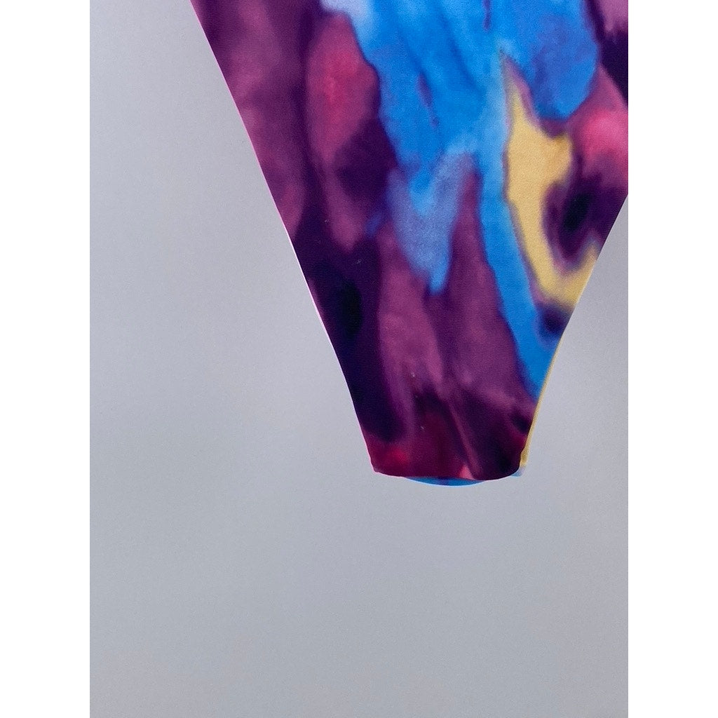 MATTTE COLLECTION Women's Purple Tie-Dye High-Rise Cheeky Bikini Bottom SZ M