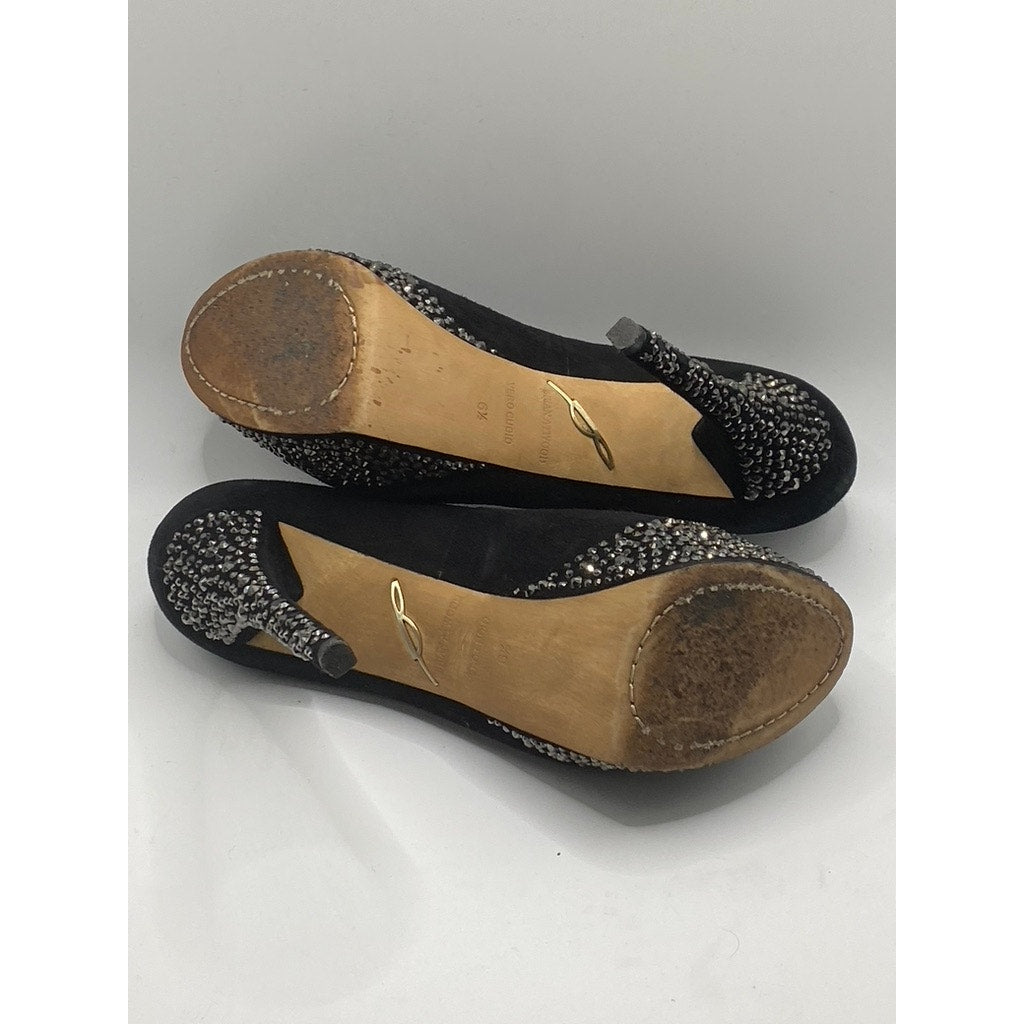 BRIAN ATWOOD Women’s Black Rhinestone Embellished Peep-Toe Platform Pumps SZ 6.5