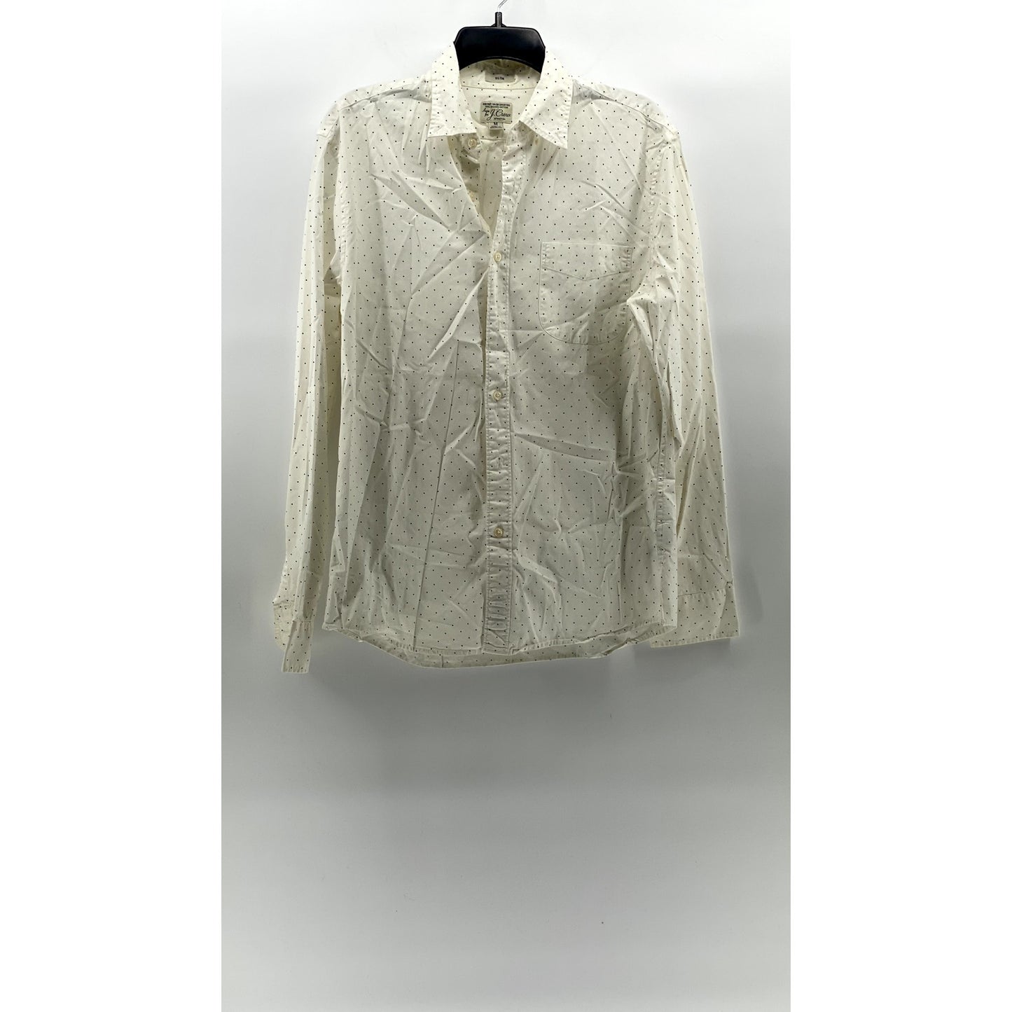 J.CREW Men's White Dot Print Stretch Organic Cotton Slim-Fit Button-Up Shirt SZM