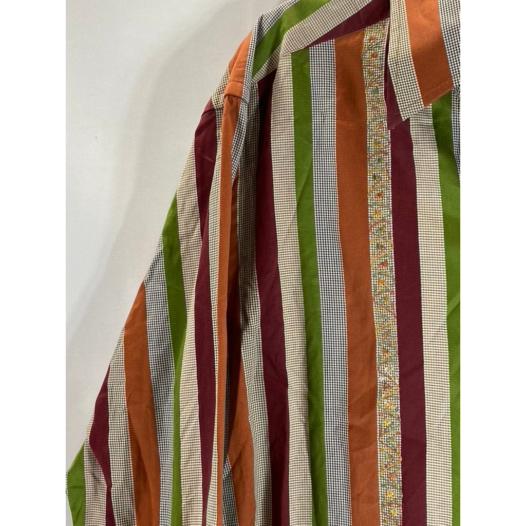 ROBERT GRAHAM Men's Multi XL Striped Button-Up Long Sleeve Flip Cuff Shirt SZ L