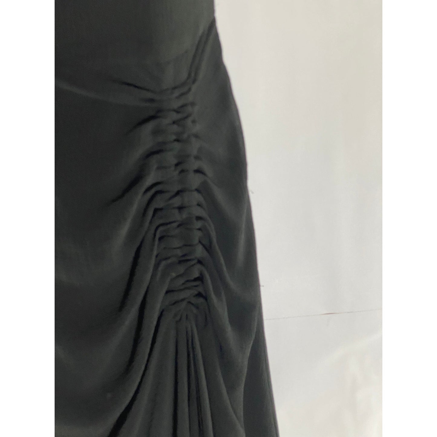 ALLSAINTS Black Sheer Illusion Hem Ruched Ariya Goth Grunge Midi Dress SZ 0