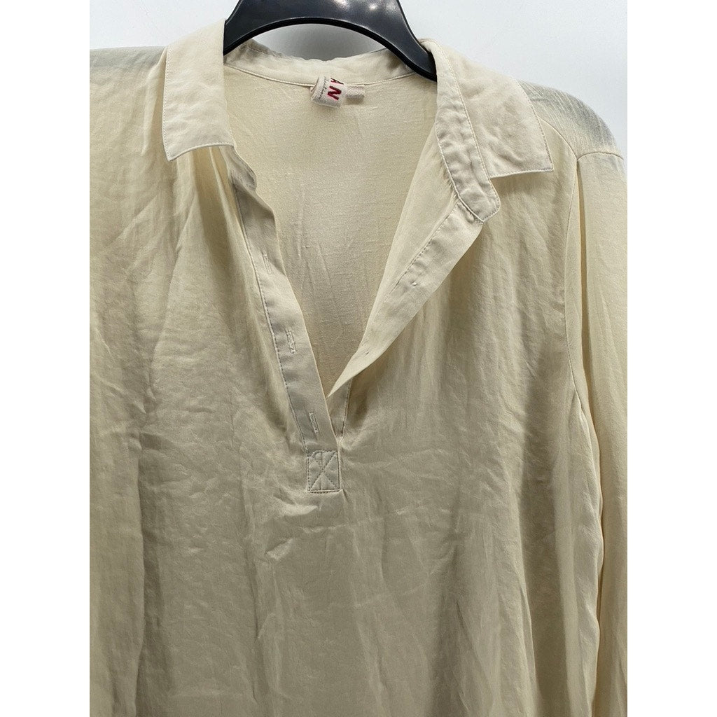 DOLAN LEFT COAST COLLECTION Women's Cream Half-Button Oversized Top SZ XS