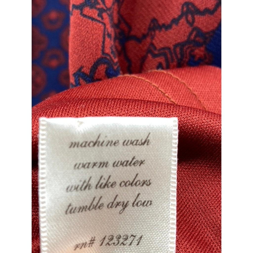 ALYA Women's Red-Blue Printed Crewneck Sleeveless Pullover A-Line Tank Dress SZS