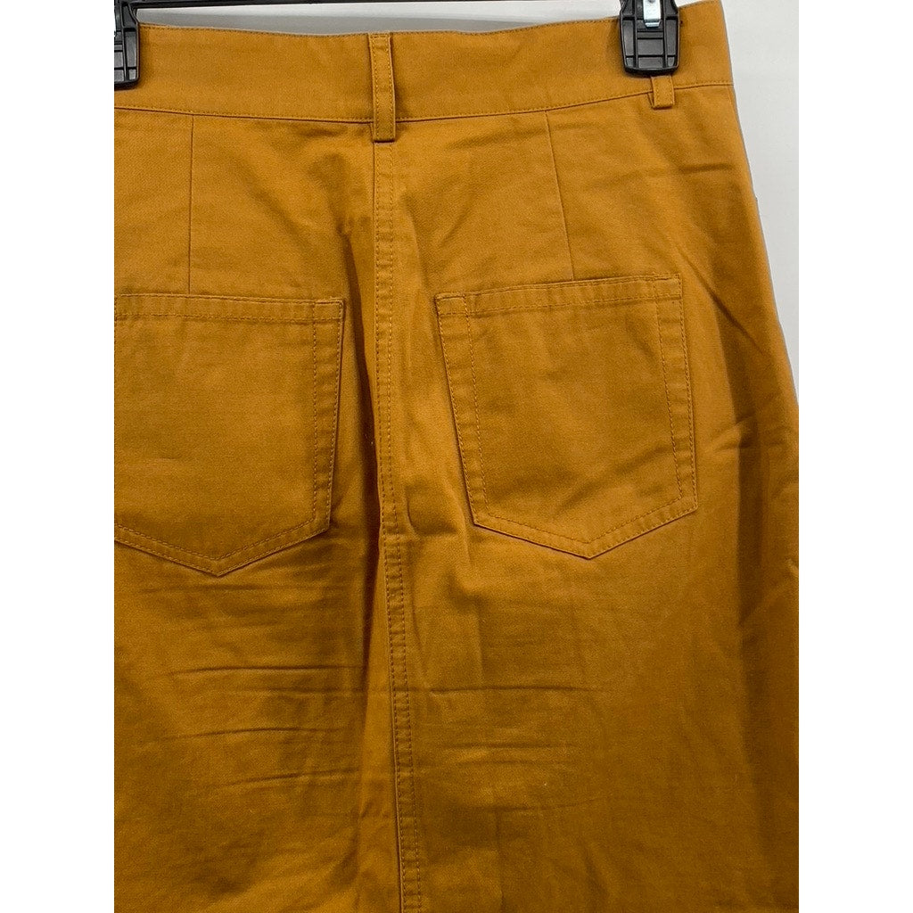 & OTHER STORIES Paris Atelier Women's Brown Button-Up Straight Midi Skirt SZ 4