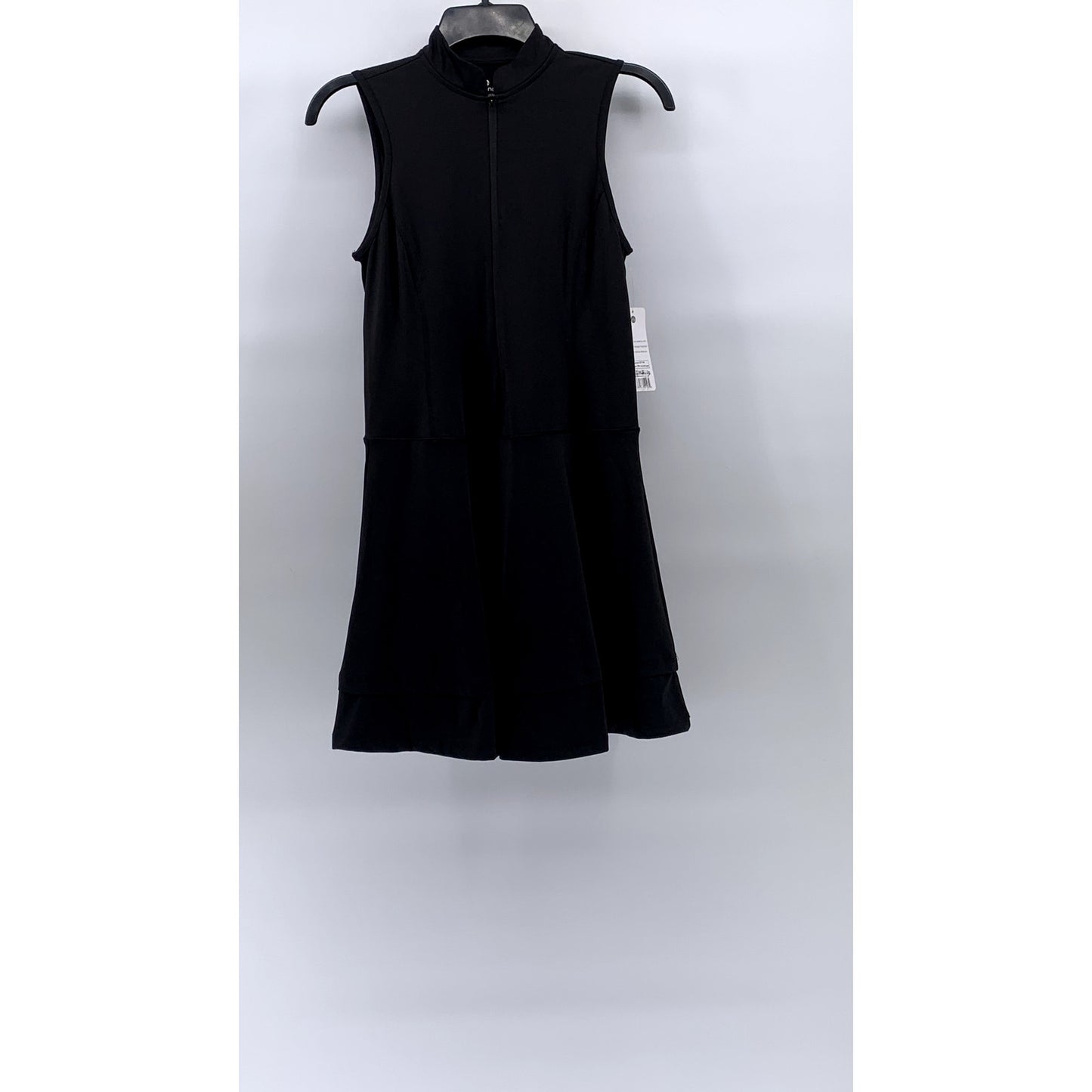 APANA Women's Black Solid Half-Zip Sleeveless A-Line Mini Active Dress SZ S
