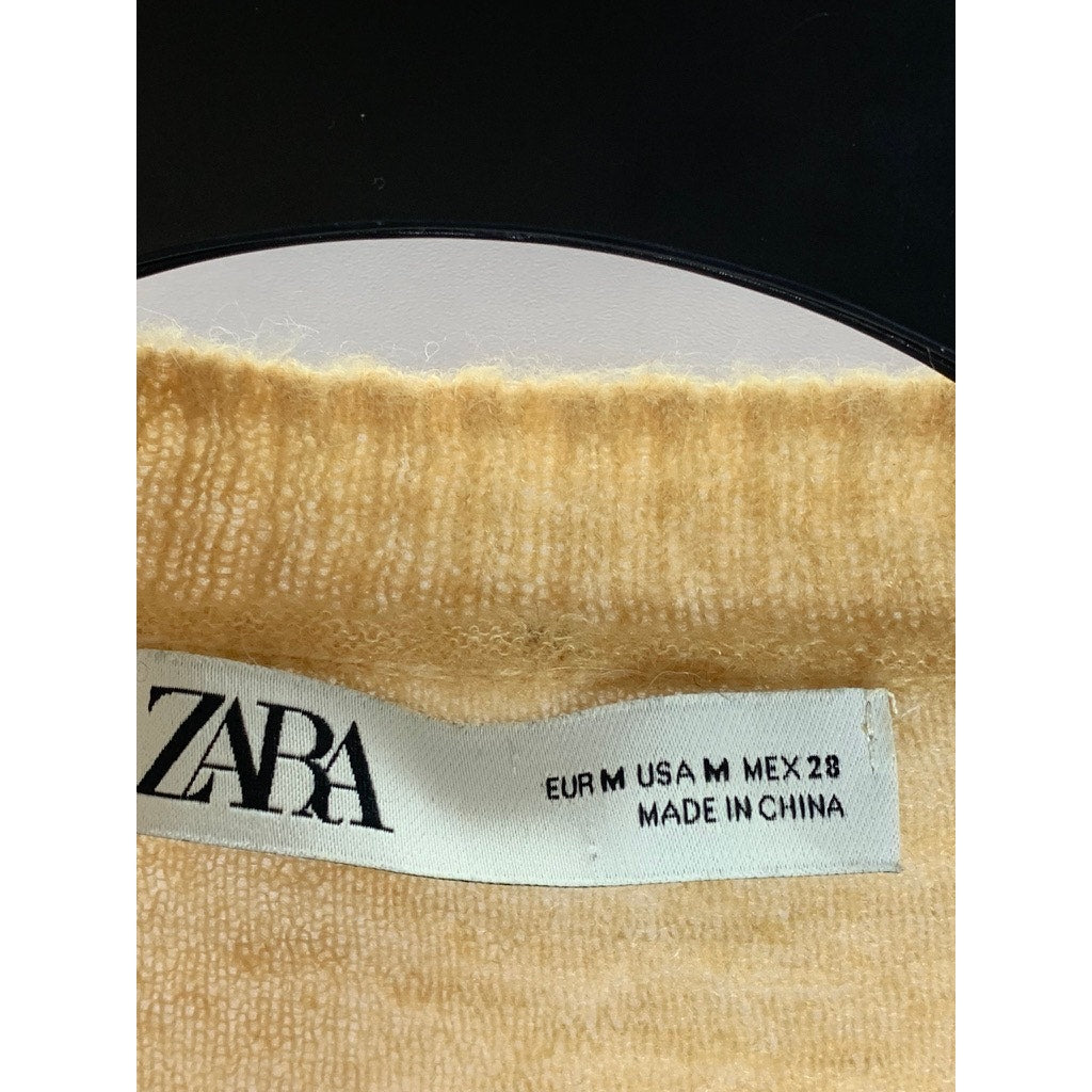 ZARA Women's Tan Crewneck Knit Wool-Blend Pullover Sweater SZ M