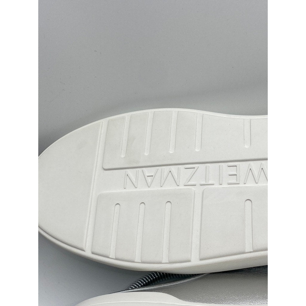 STUART WEITZMAN Women's Silver Skater Slip-On Flatform Mule Sneakers SZ 9.5