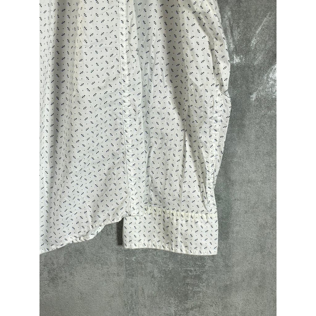BANANA REPUBLIC Men's White/Grey Print Organic Cotton Untucked Fit Shirt SZ M