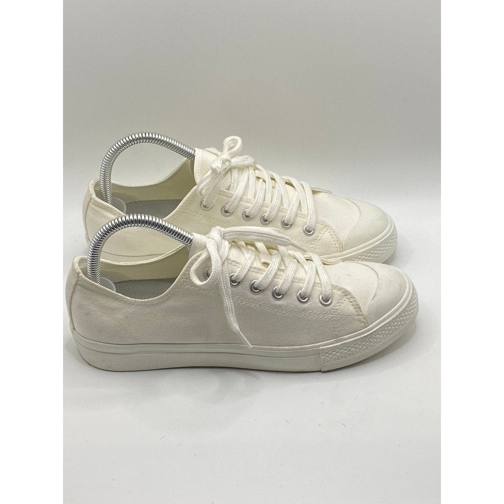MUJI Women's Off-White Organic Cotton Water-Repellent Casual Sneakers SZ 7