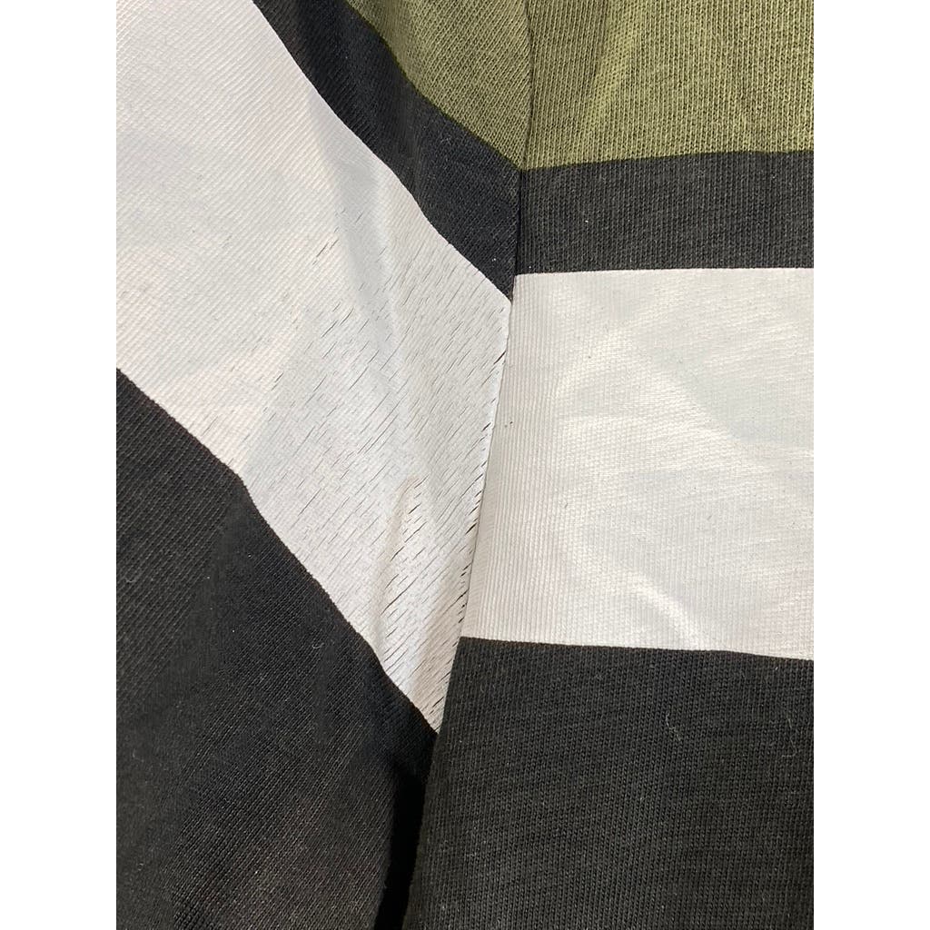 GUESS Men's Olive Green Striped Crewneck Short Sleeve T-Shirt SZ M